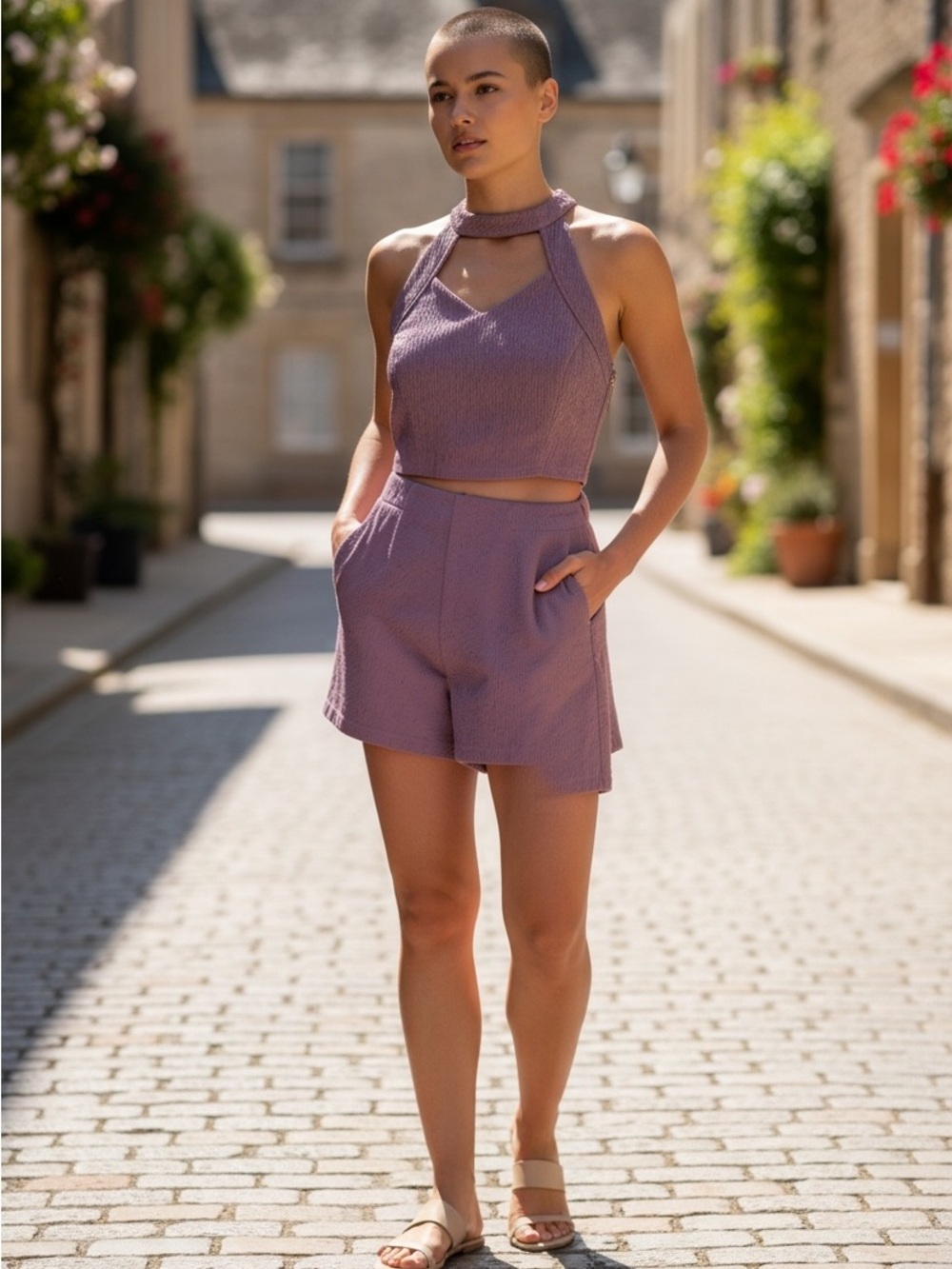 She + Sky Textured Two-Piece Shorts Set – Small – NWT